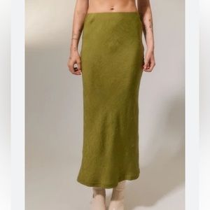 Urban Outfitters Crinkle Satin Midi Skirt